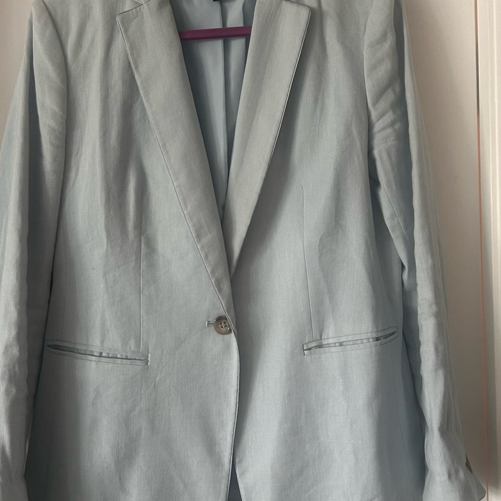 Linen Single Light Blue Button Jacket - image 1